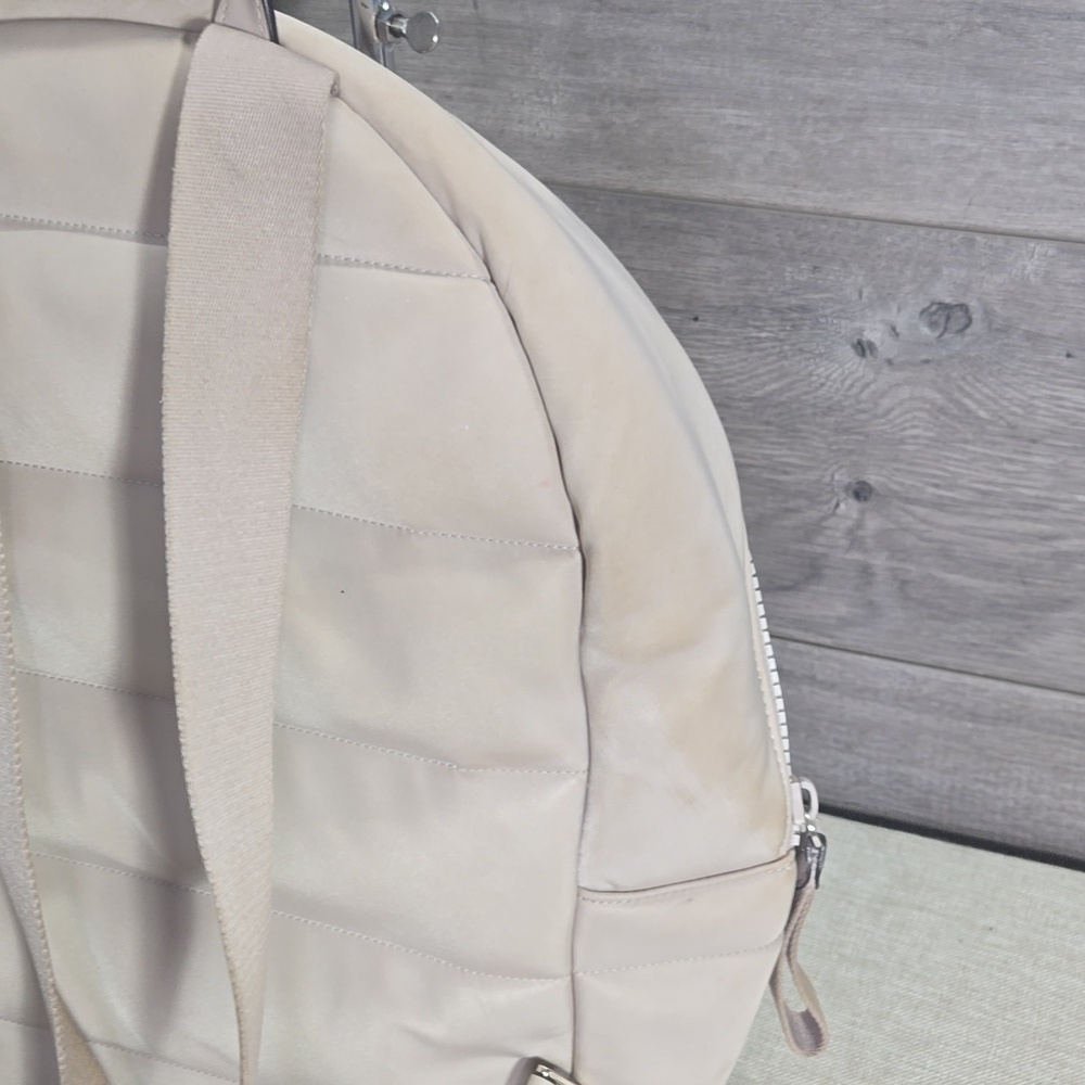 Kate Spade Ella Ksnyl Puffy Warm Beige Padded Nylon Backpack - Picture 6 of 10